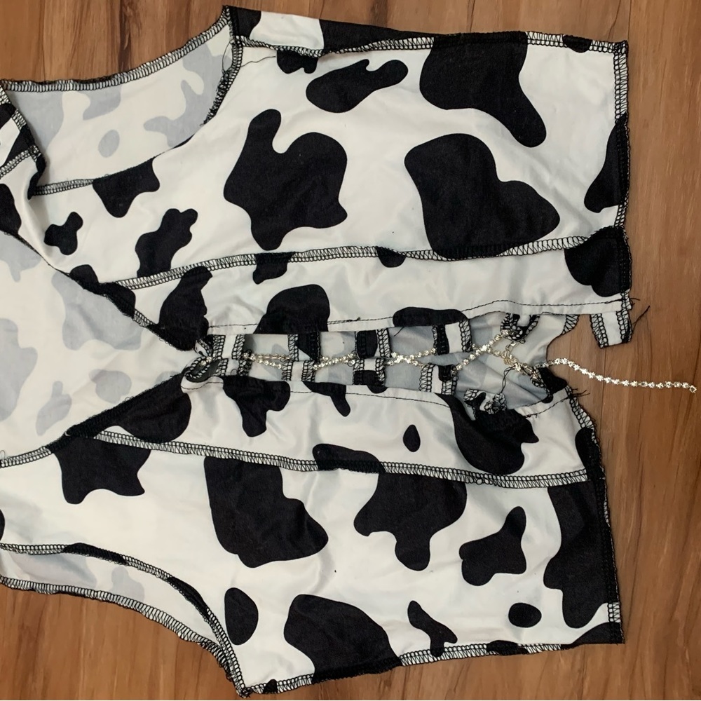 Cowprint SHEIN lace up top. Size L